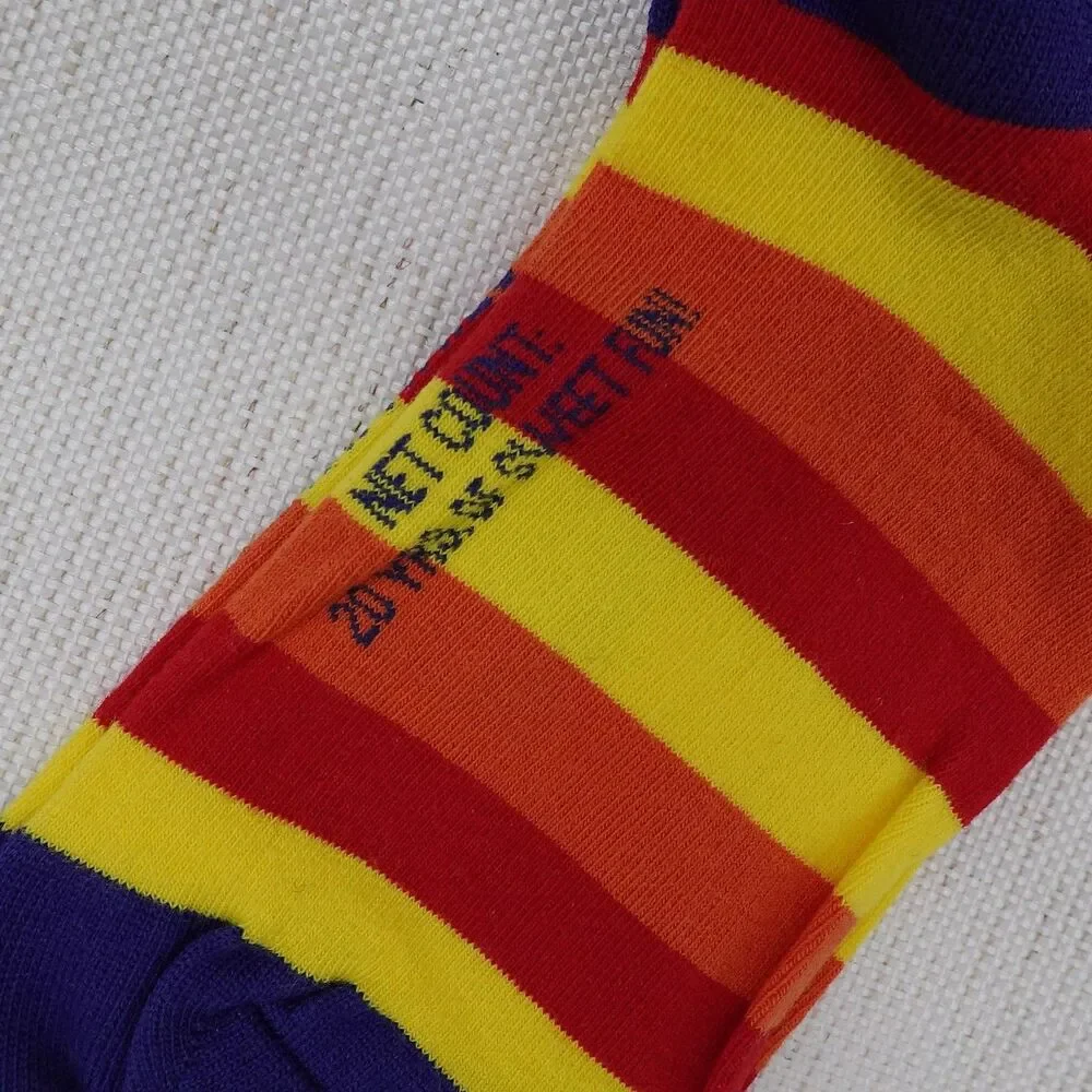 New Retro Striped Novelty Crew Socks Multi Color Candy Pattern M 7-11 W 8.5-12.5